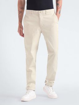 Tommy Hilfiger - Beige Regular Fit Solid Mid Rise Chinos