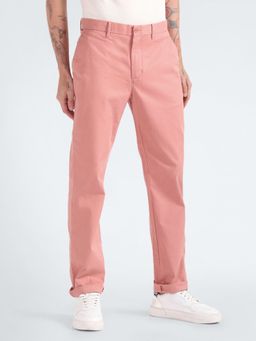 Tommy Hilfiger - Pink Regular Fit Solid Mid Rise Chinos