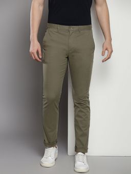 Tommy Hilfiger - Olive Slim Fit Solid Mid Rise Chinos
