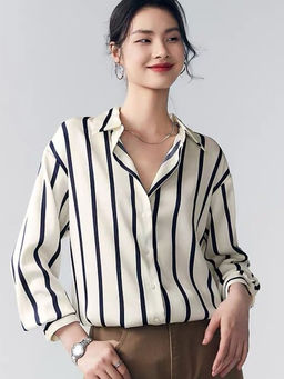 Outzidr - White Striped Button-Up Shirt