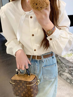 Outzidr - White Mandarin Collared Button Down Shirt