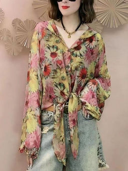 Outzidr - Printed Tie Up Shirt