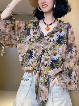 Outzidr - Multi Printed Tie Up Shirt