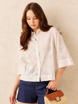 Outzidr - White Full Sleeved Shirt