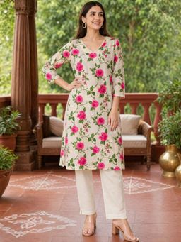 Rangita - Off White Printed Kurta