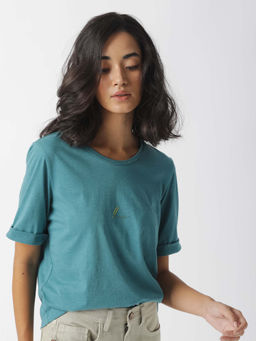 RAREISM - Blue Solid Plain T-Shirt