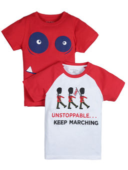 PLUM TREE - Boys Multi-Color Cotton Crew Neck T-Shirts (Pack of 2)