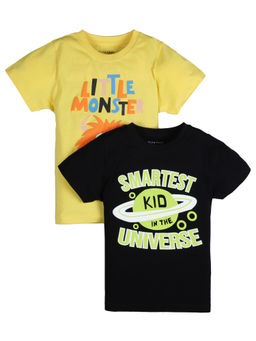 PLUM TREE - Boys Multi-Color Cotton Crew Neck T-Shirts (Pack of 2)