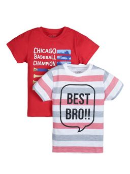 PLUM TREE - Boys Multi-Color Cotton Crew Neck T-Shirts (Pack of 2)