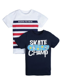 PLUM TREE - Boys Multi-Color Cotton Crew Neck T-Shirts (Pack of 2)