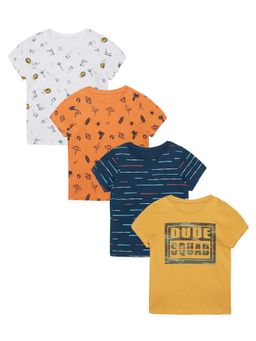 PLUM TREE - Boys Multi-Color Cotton Round Neck T-Shirts (Pack of 4)