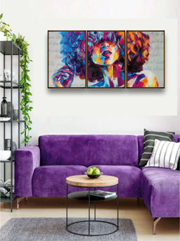 The Art House - Abstract Painting Multicolor (Set of 3) (60X30 Inches)