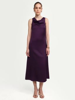 RAREISM - SOLID BODYCON MAXI COWL DRESS - Purple