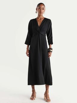 RAREISM - SOLID MAXI DRESS WITH KNOT DETAIL - Black