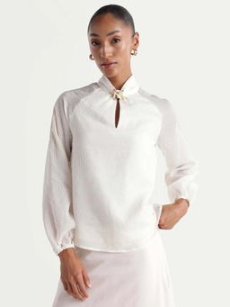 RAREISM - Women's Dyna Off White Viscose Blend Regular Plain Top
