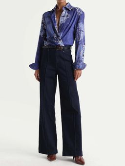 RAREISM - PINTUCK WIDE LEG DENIM - Navy Blue