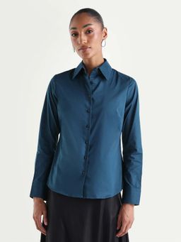RAREISM - Solid FITTED Casual SHIRT - Teal