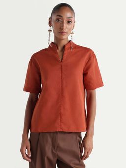 RAREISM - Women's Mony Rust Cotton Blend Regular Top