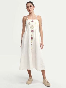 RAREISM - Women's Treler Shoulder Strap Neck Dress - Off White