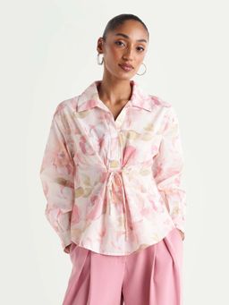 RAREISM - Women's Vatia Cotton Spread Collar Relaxed Floral Print Top - Multi-Color