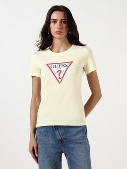 Guess - Women Printed Round Neck Short Sleeves T-Shirt - Yellow