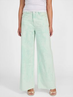 Guess - Women Bellflower Candy Twill Aqua Mist Solid Regular Fit Denim Jeans - Green