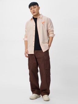 The Souled Store - Beige Embroidered Relaxed Fit Shirt