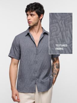 The Souled Store - Grey Textured Regular Fit Shirt