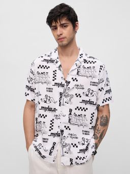 The Souled Store - White Printed Regular Fit Shirt