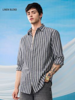 The Souled Store - Grey Stripes Regular Fit Shirt
