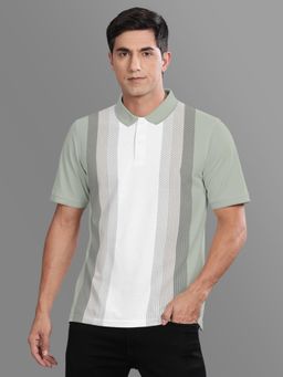 BULLMER - Green Colorblock Regular Fit Polo T-Shirt