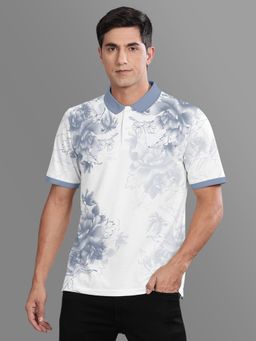BULLMER - White Printed Regular Fit Polo T-Shirt