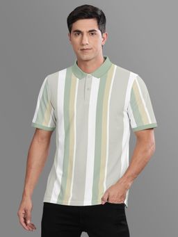 BULLMER - Multi-Color Stripes Regular Fit Polo T-Shirt