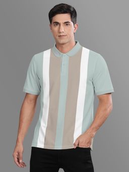 BULLMER - Green Stripes Regular Fit Polo T-Shirt