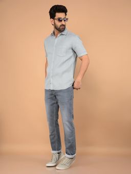CRIMSOUNE CLUB - Blue Solid Slim Fit Shirt