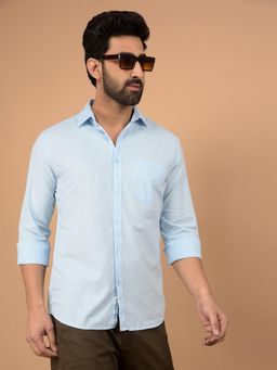 CRIMSOUNE CLUB - Blue Stripes Slim Fit Shirt