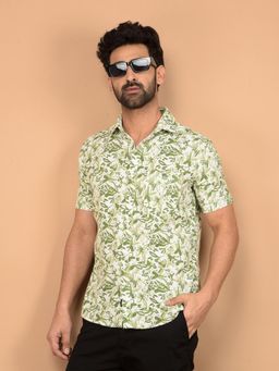 CRIMSOUNE CLUB - Green Printed Slim Fit Shirt