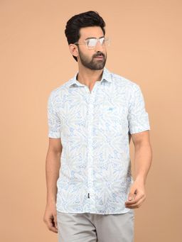 CRIMSOUNE CLUB - Green Printed Slim Fit Shirt