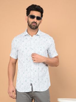 CRIMSOUNE CLUB - Green Printed Slim Fit Shirt