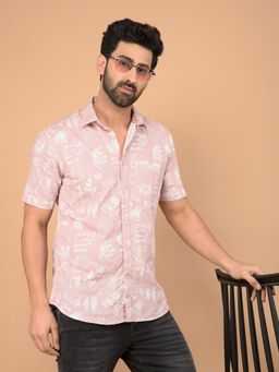 CRIMSOUNE CLUB - Pink Self Design Slim Fit Shirt