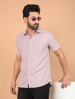 CRIMSOUNE CLUB - Purple Stripes Slim Fit Shirt