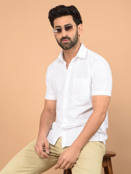 CRIMSOUNE CLUB - White Checks Slim Fit Shirt