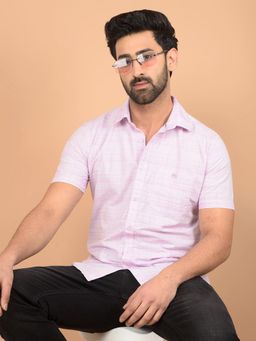 CRIMSOUNE CLUB - Pink Checks Slim Fit Shirt