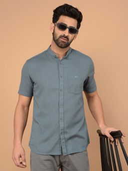 CRIMSOUNE CLUB - Green Solid Slim Fit Shirt