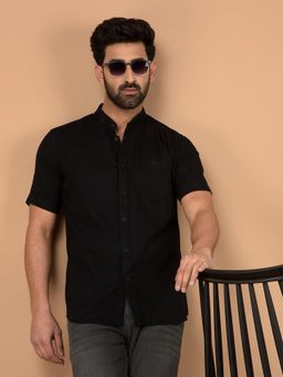 CRIMSOUNE CLUB - Black Solid Slim Fit Shirt