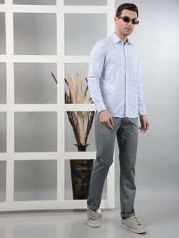 CRIMSOUNE CLUB - Blue Printed Slim Fit Shirt