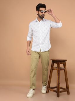 CRIMSOUNE CLUB - White Printed Slim Fit Shirt
