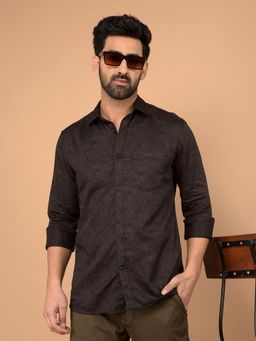 CRIMSOUNE CLUB - Brown Printed Slim Fit Shirt