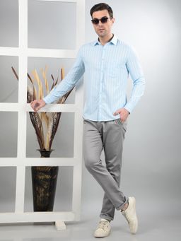 CRIMSOUNE CLUB - Blue Stripes Slim Fit Shirt