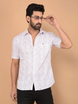 CRIMSOUNE CLUB - Pink Printed Slim Fit Shirt